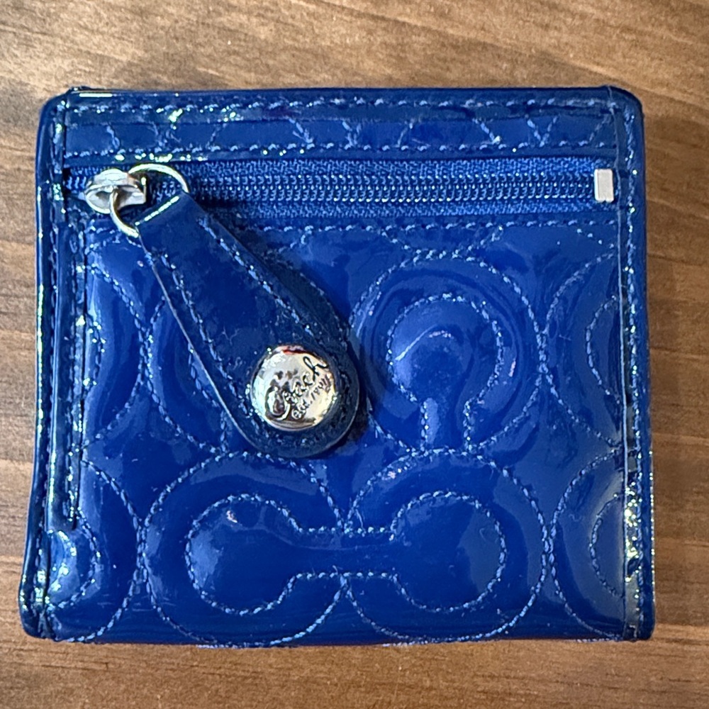 Coach Shiny Blue Embossed Wallet